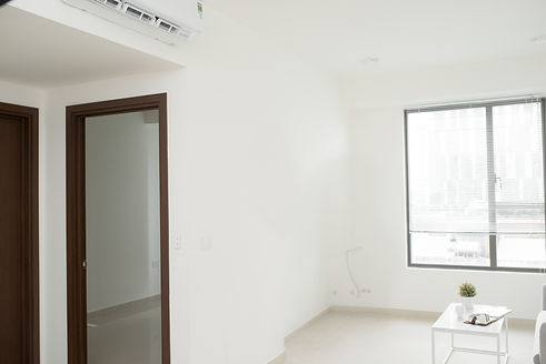 Air conditioner working in a bedroom