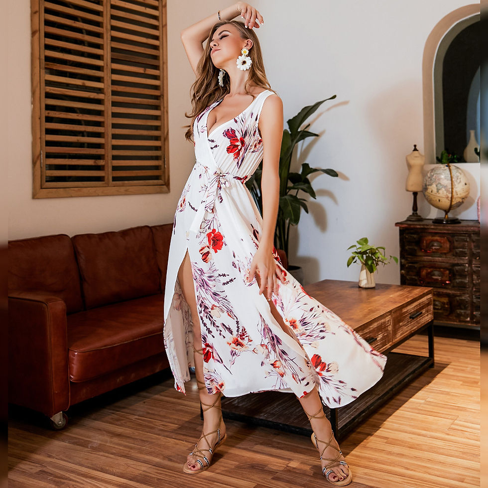 Miniatura: Bohemian Print Dress for Women - Beachwear Dress