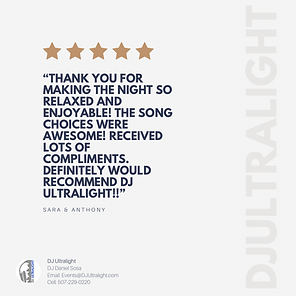 5 star client review for DJ Ultralight Entertainment LLC
