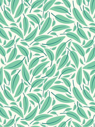 Tossed green leaf pattern