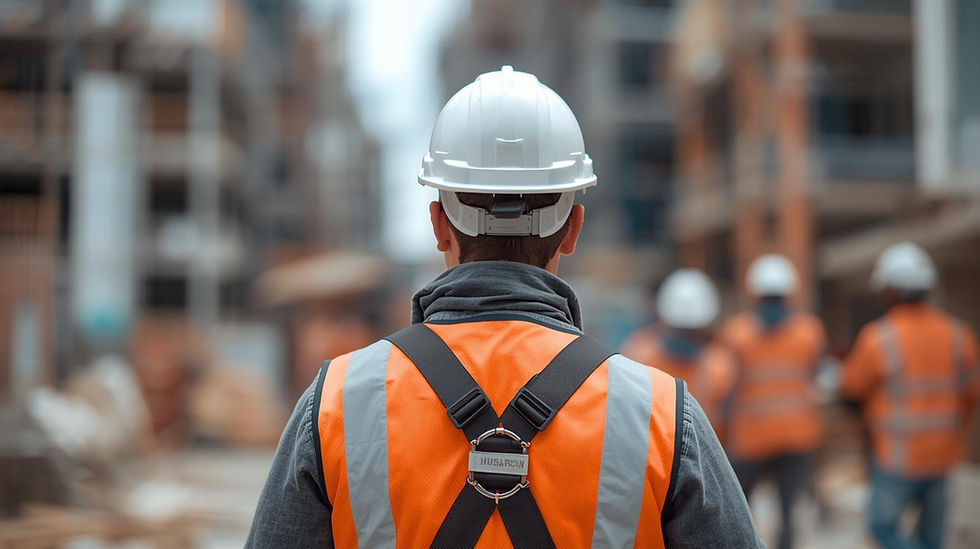 İnşaat sahasında güvenlik önlemleri alan işçilerin dikkati: Olabilecek iş kazalarına karşı tedbirli olmak hayati önem taşıyor.