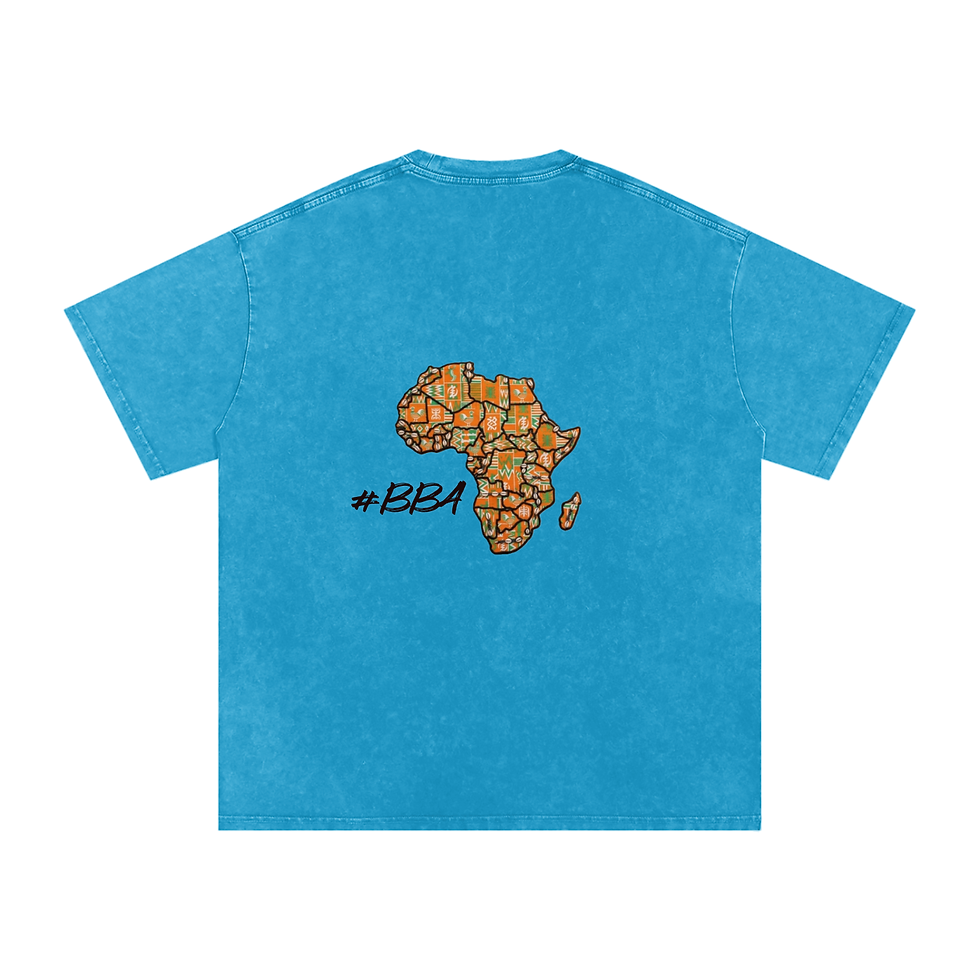Thumbnail: Back of blue BBA Oversized Cotton T-Shirt with Africa map