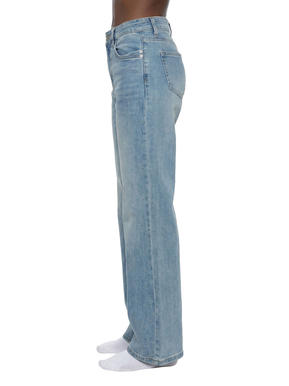 Thumbnail: Side view of Women's Vintage Wash Flared Ankle Jeans