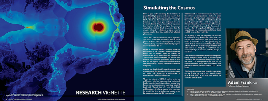 Profile writing example titled Simulating the Cosmos