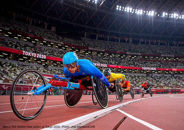 Men’s T54 5000m heat action at Tokyo 2020. Photo - Joel Marklund OIS