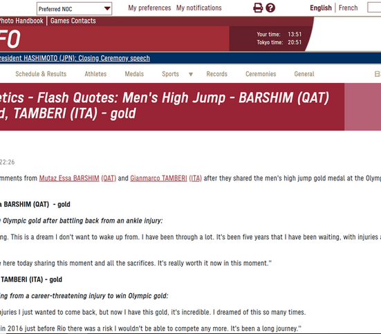 Press conference hightlights item on Info at Tokyo 2020