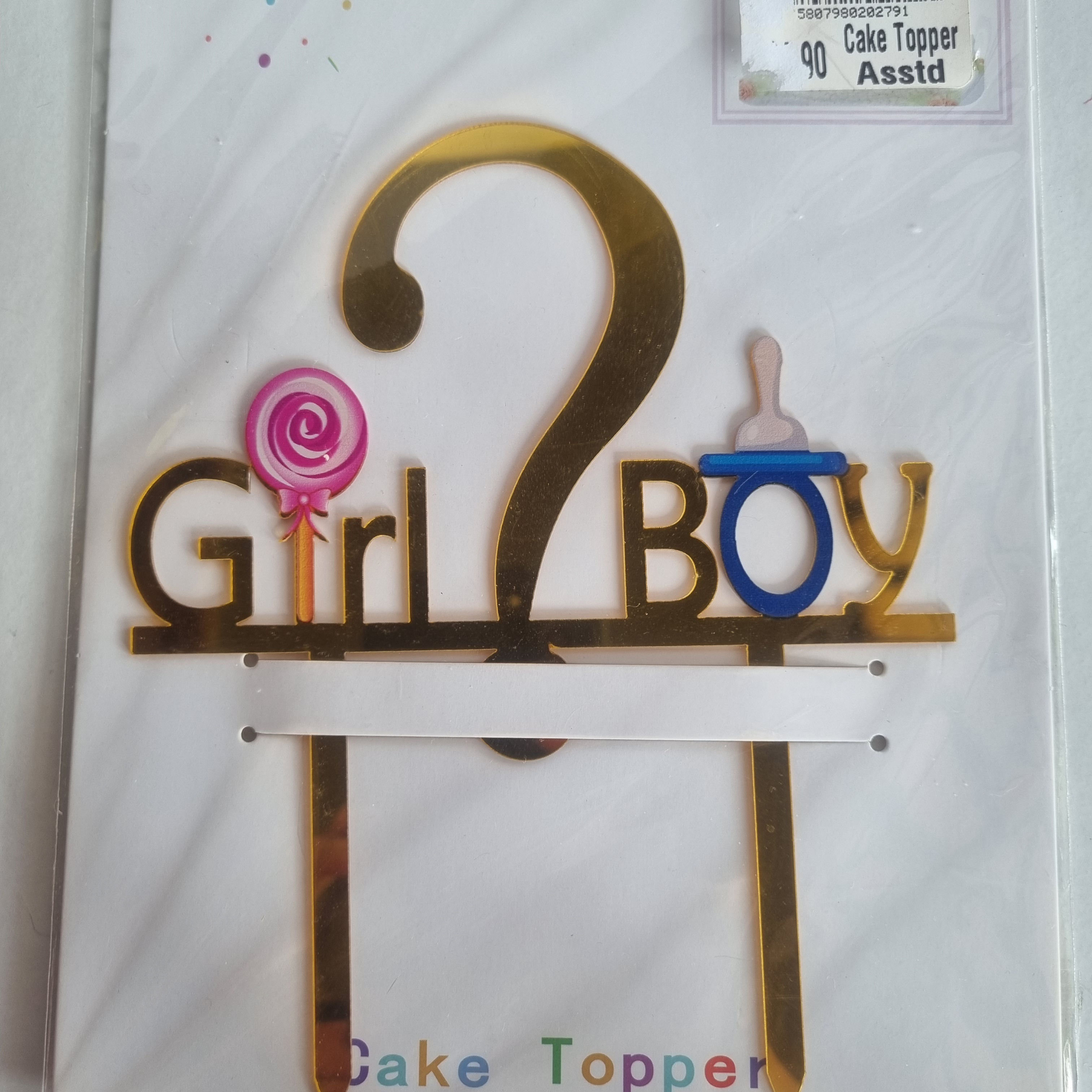 Girl or boy cake topper 