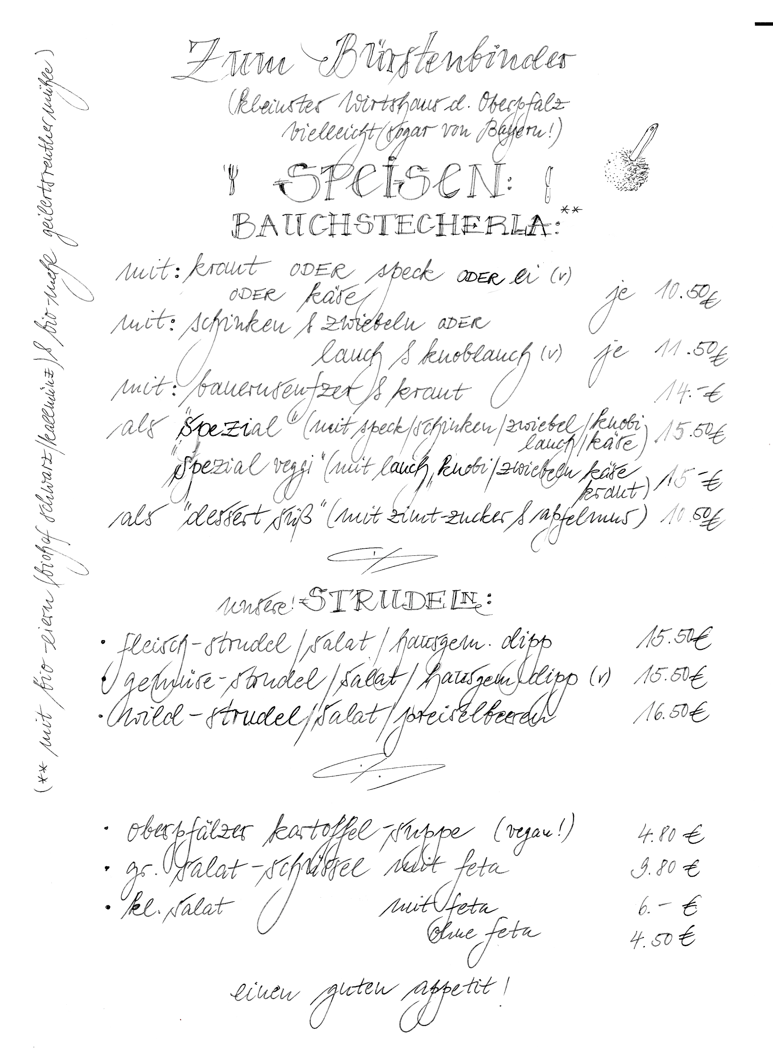 Speisenkarte Bürstenbinder