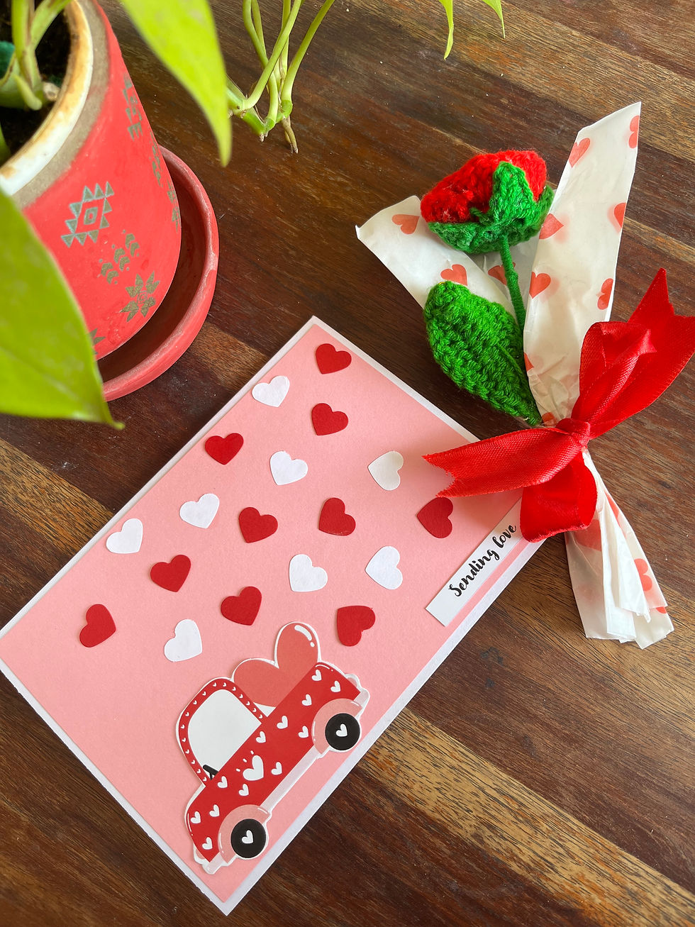 Thumbnail: Pop-Up Spiral hearts Handmade Love card with Crochet Rose