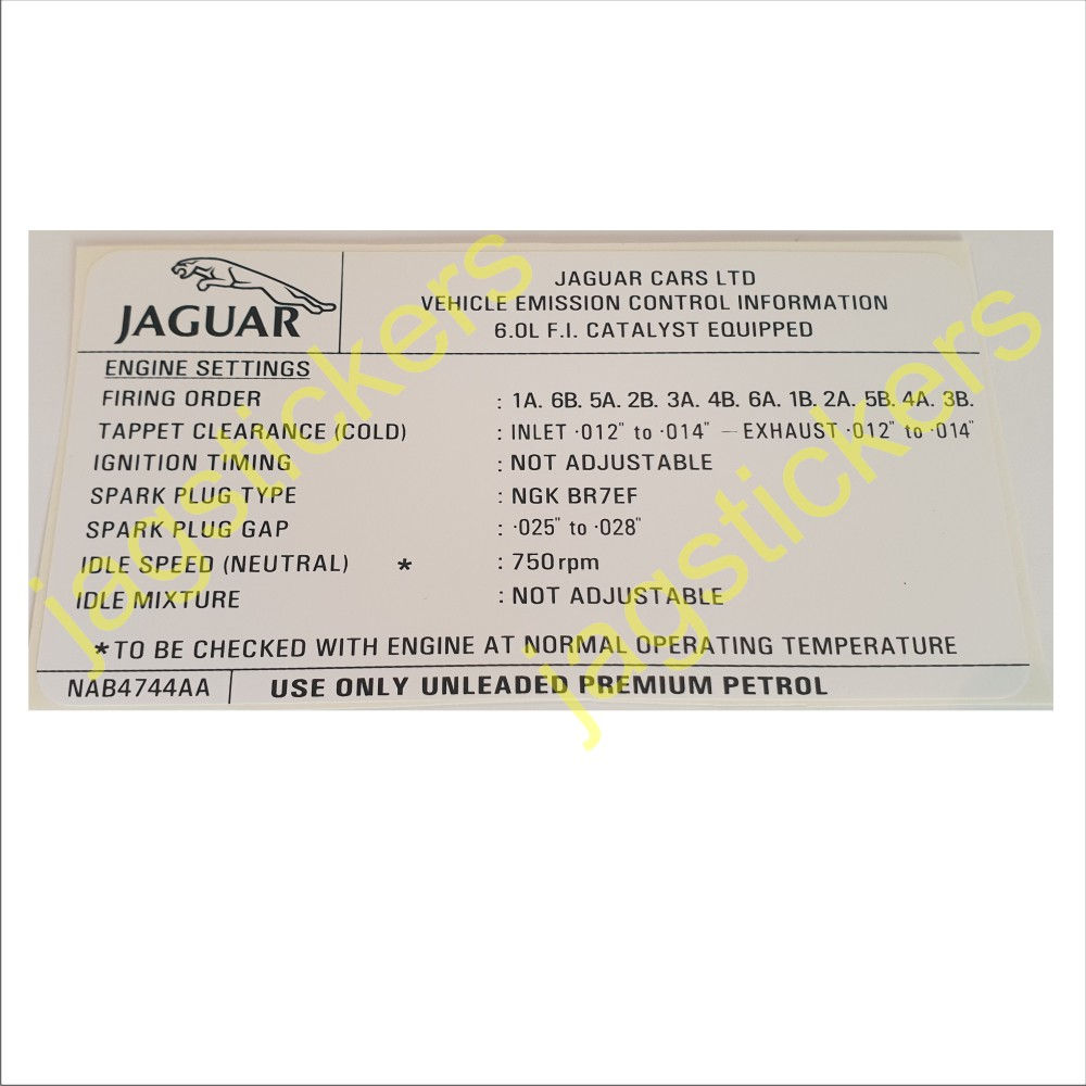 XJS Emissions NAB4744AA - V12 6.0 litre with CAT