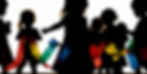 autism ribbons. silhouettes of children playing. long rectangular image..jpg