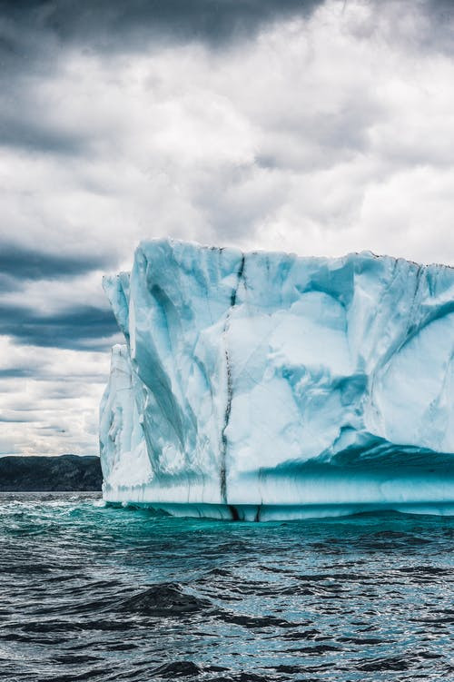 Splitting iceberg caused by climate change and global warming
