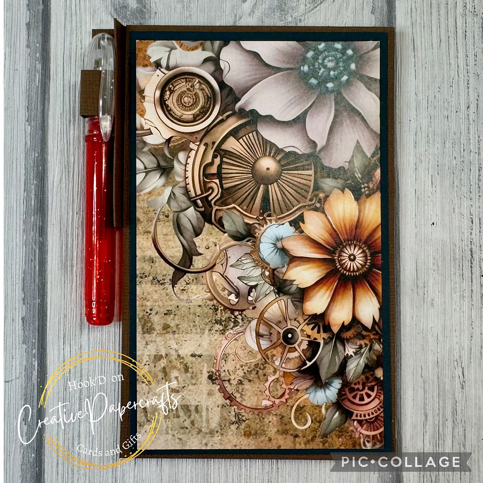 Mini Notebook with Gel Pen -Steampunk Floral
