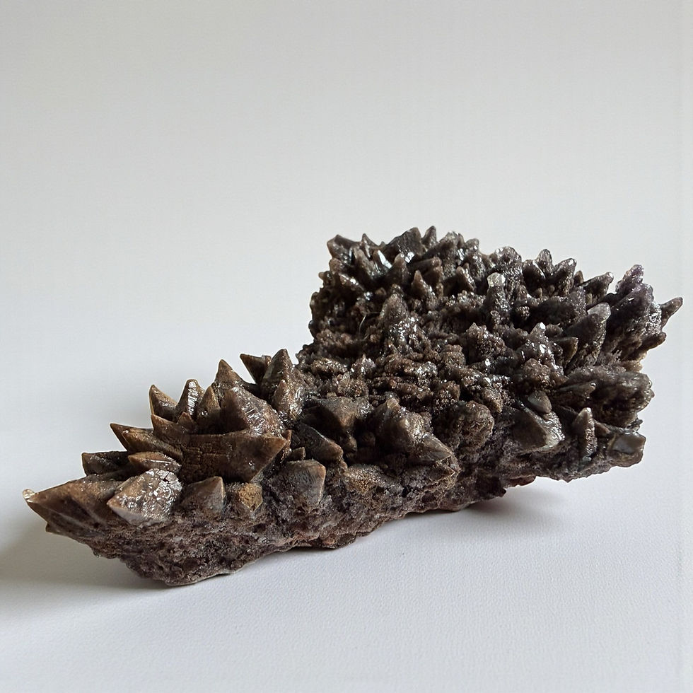 Chocolate Dogtooth Calcite with Fluorite Mineral