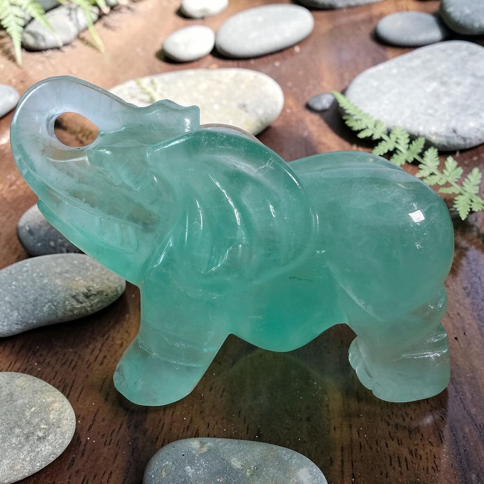 Green Fluorite Elephant Carving