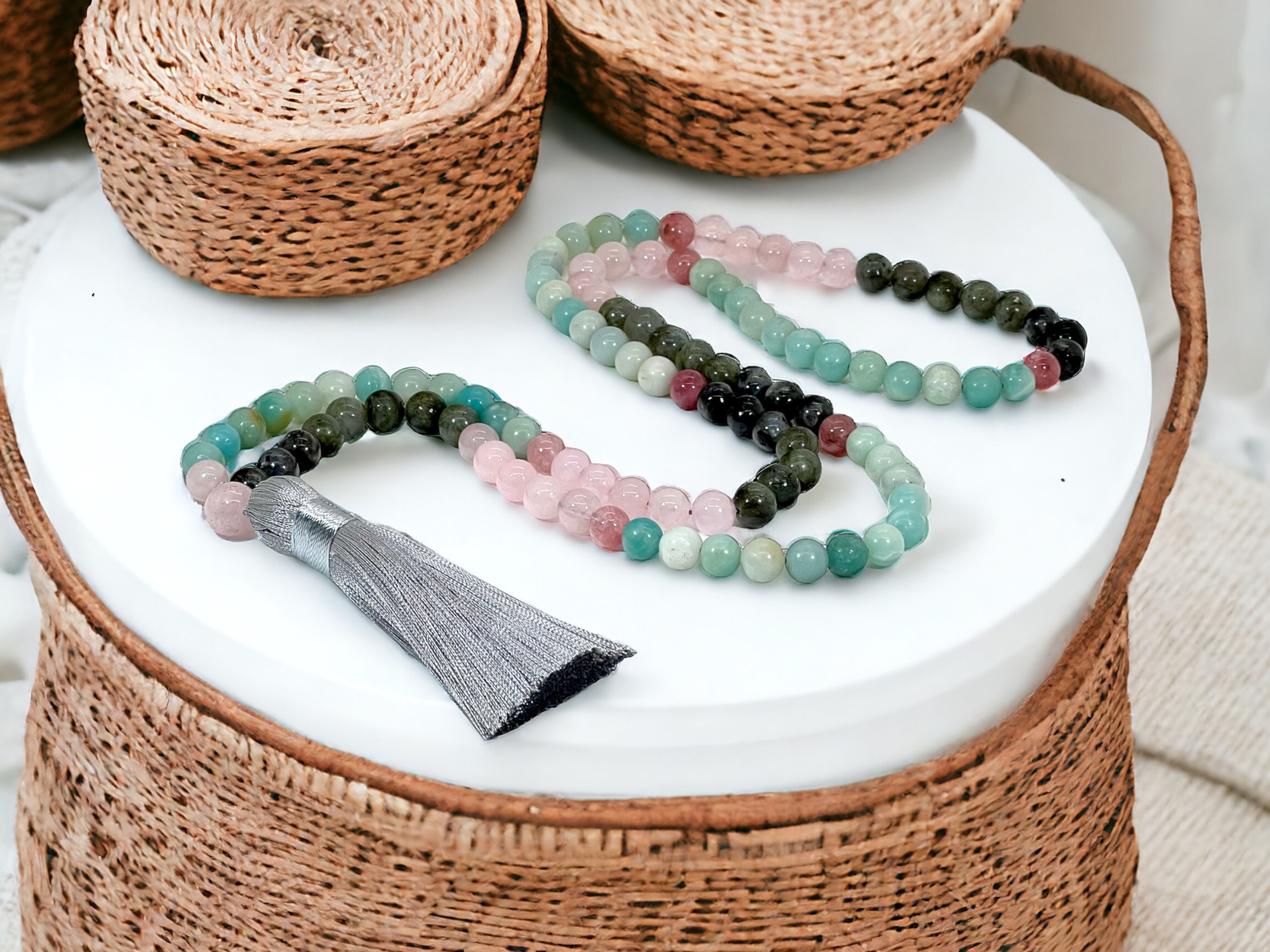 Multi Crystal Bohemian Style Mala Necklace