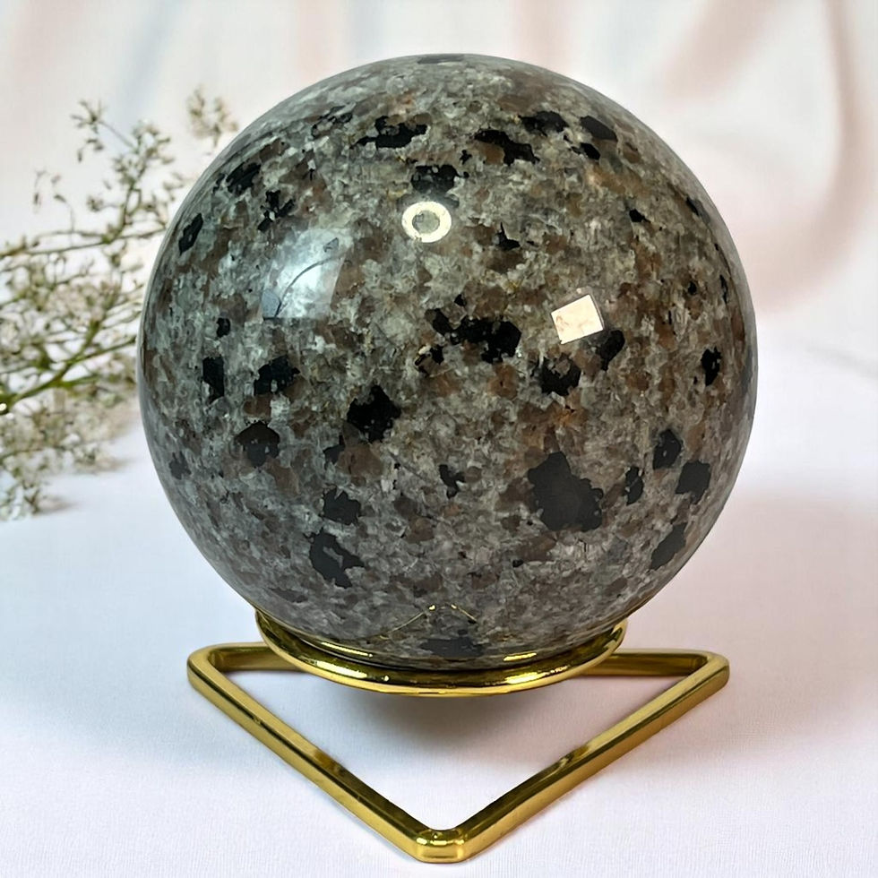 Yooperlite Crystal Sphere on a stand.