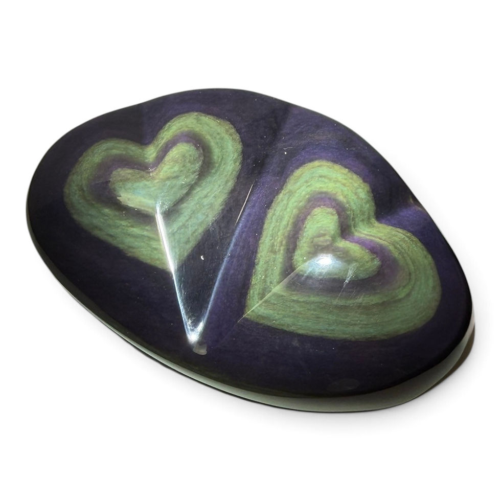 Rainbow Obsidian Double Hearts
