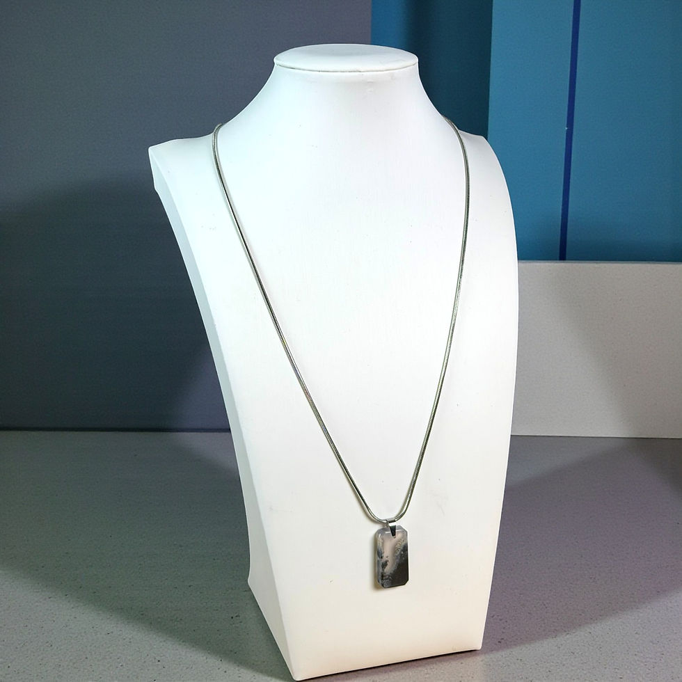 Marcasite Moss Agate Pendant Necklace