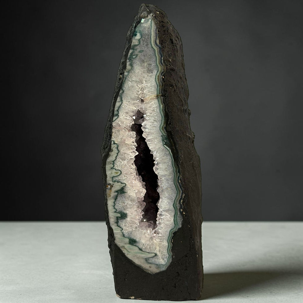 Natural Brazilian Amethyst Cathedral with Green Chlorite Banding