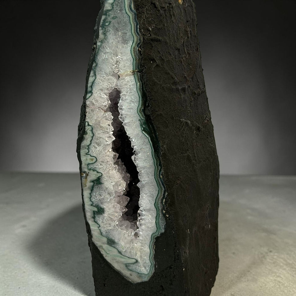 Natural Brazilian Amethyst Cathedral with Green Chlorite Banding