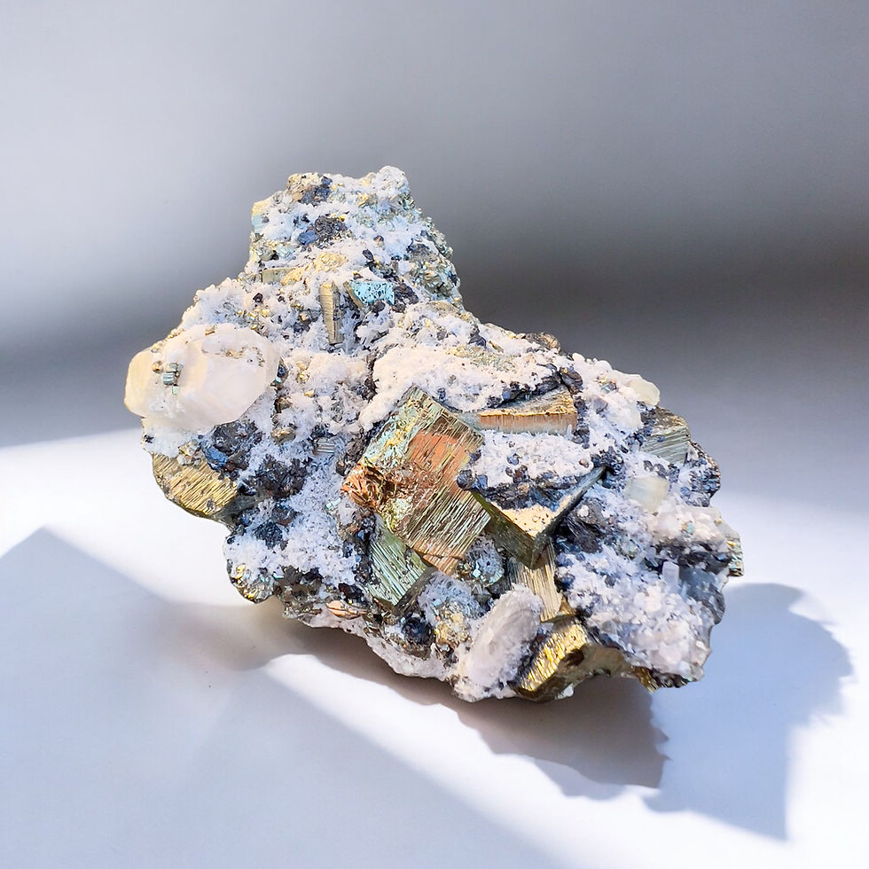 Pyrite with Quartz and Galena Cluster