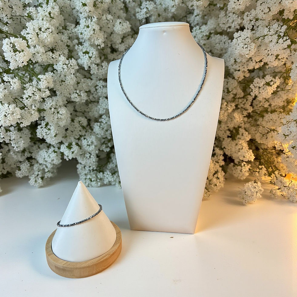 Hematite Micro Bead Necklace and Bracelet Set