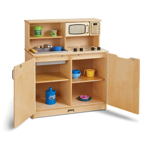 Thumbnail: Wooden kitchen playset from the Jonti-Craft® Chef's Kitchen line, including a play stove and oven, ideal for role-playing.