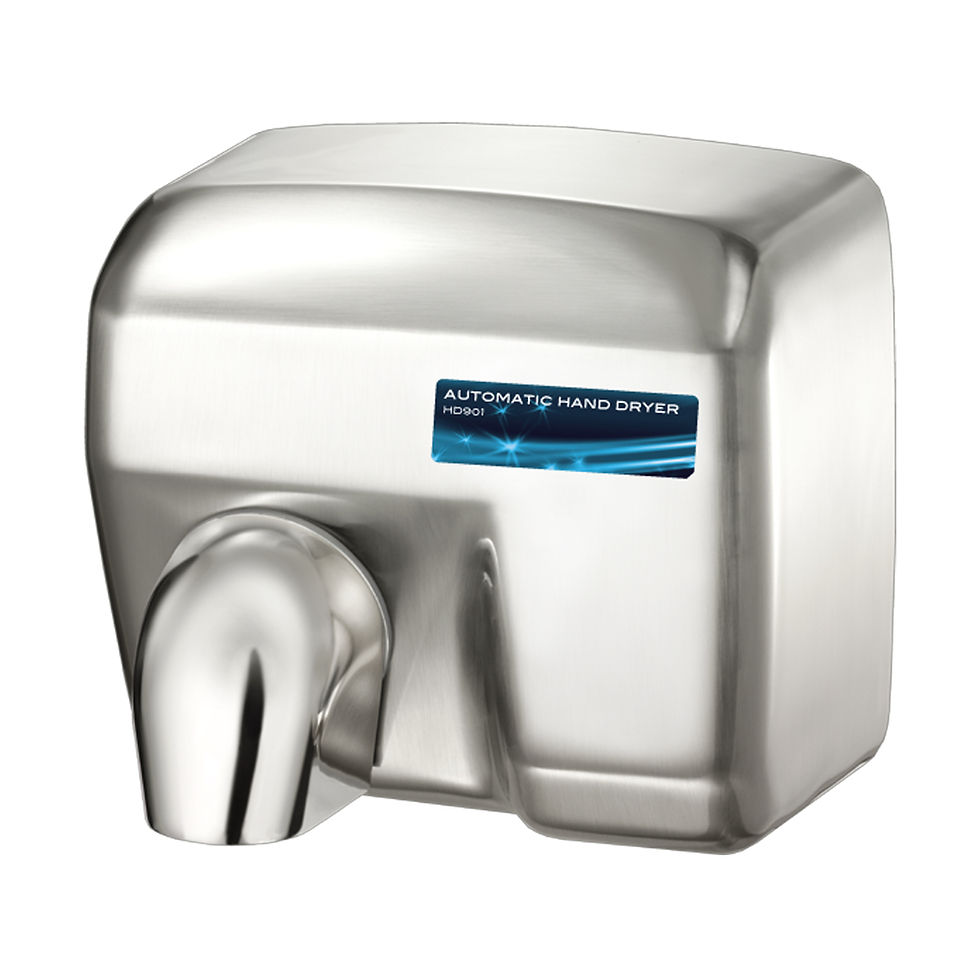 Compact stainless steel hand dryer with a square design, built for heavy-duty use in high-traffic areas.