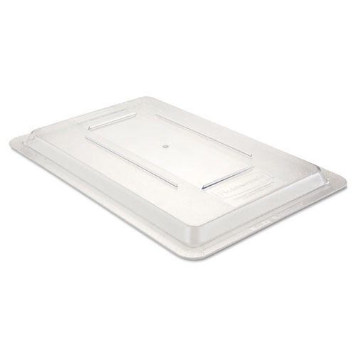 Clear rectangular food or tote box lid, measuring 12 inches wide by 18 inches deep. Ideal for securely covering food storage