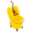 Yellow mop bucket with red handle and built-in wringer, designed for efficient floor cleaning.