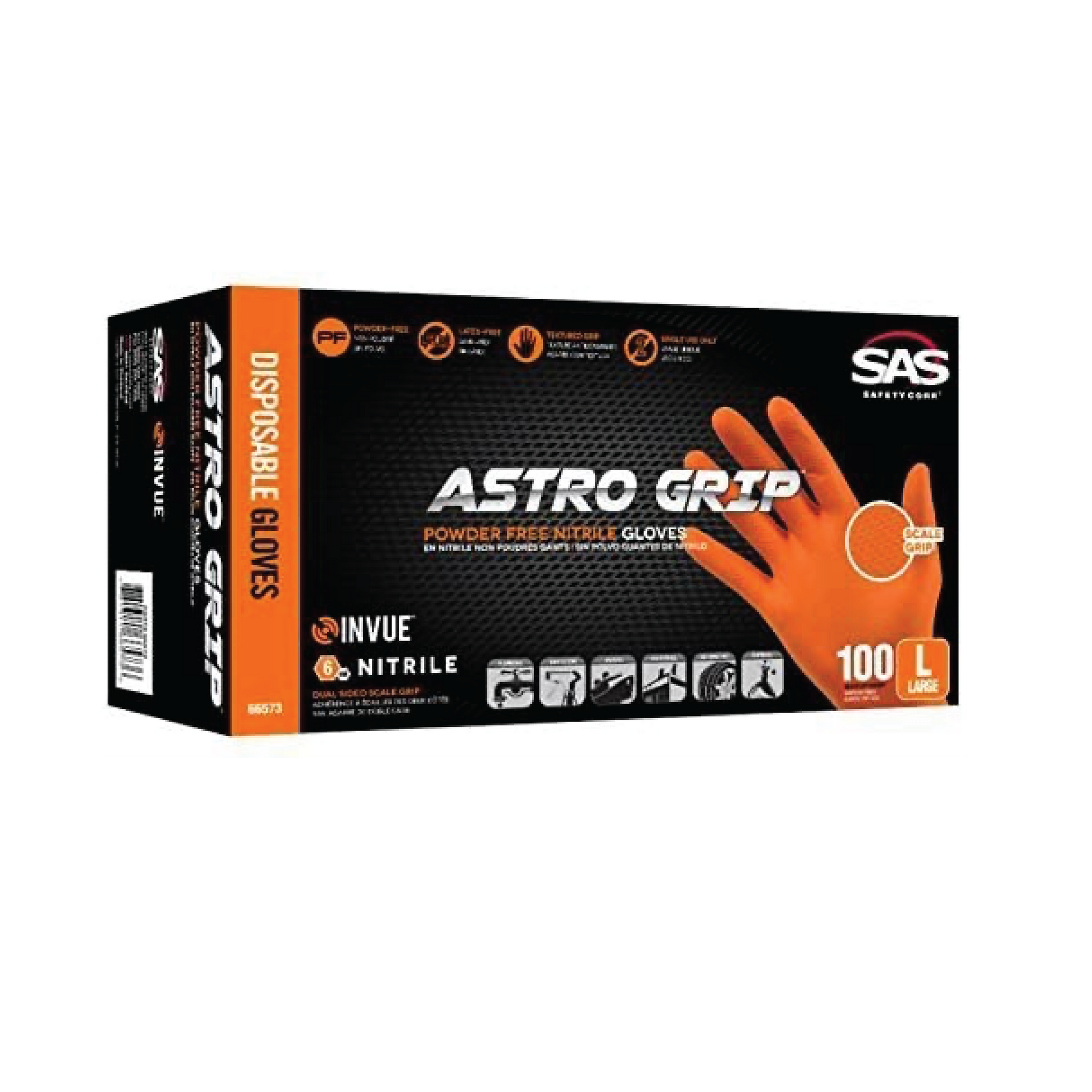 Astro Grip Nitrile Exam MEDIUM Orange Gloves (Box of 100 Gloves)