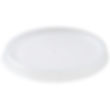 Translucent plastic flat vented lid, 4 oz size, designed to securely cover food containers while allowing steam release.