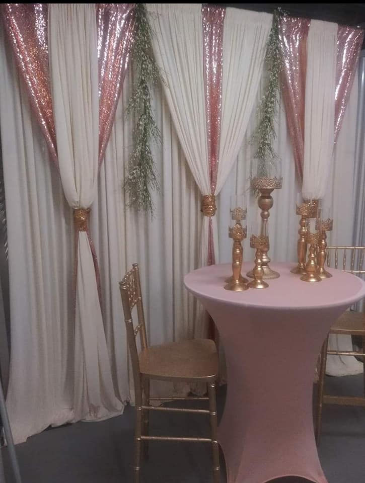 pink and white draping