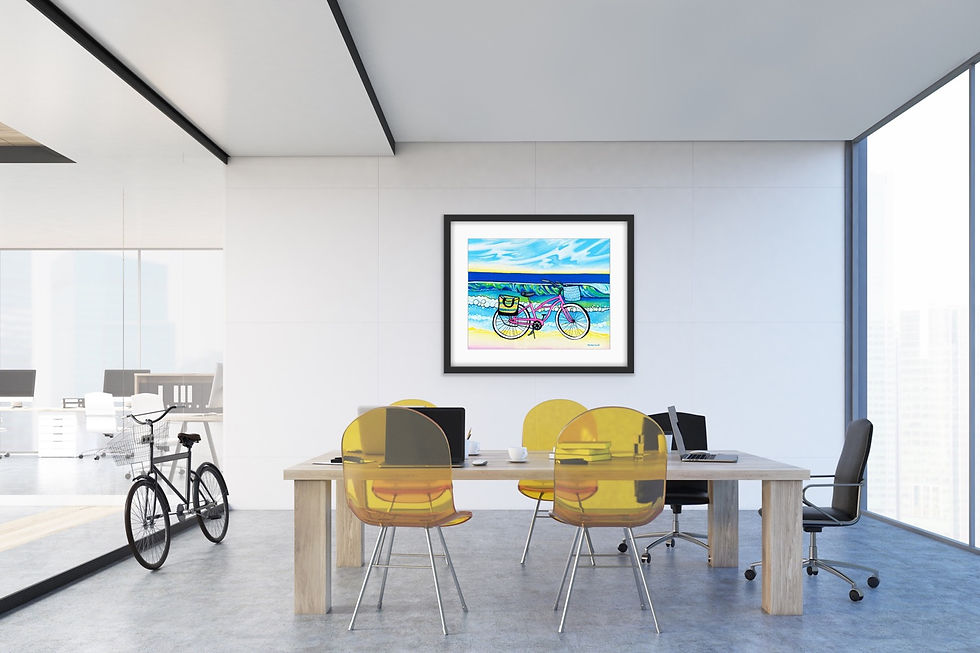 Thumbnail: Pink Beach Cruiser Art Original Painting