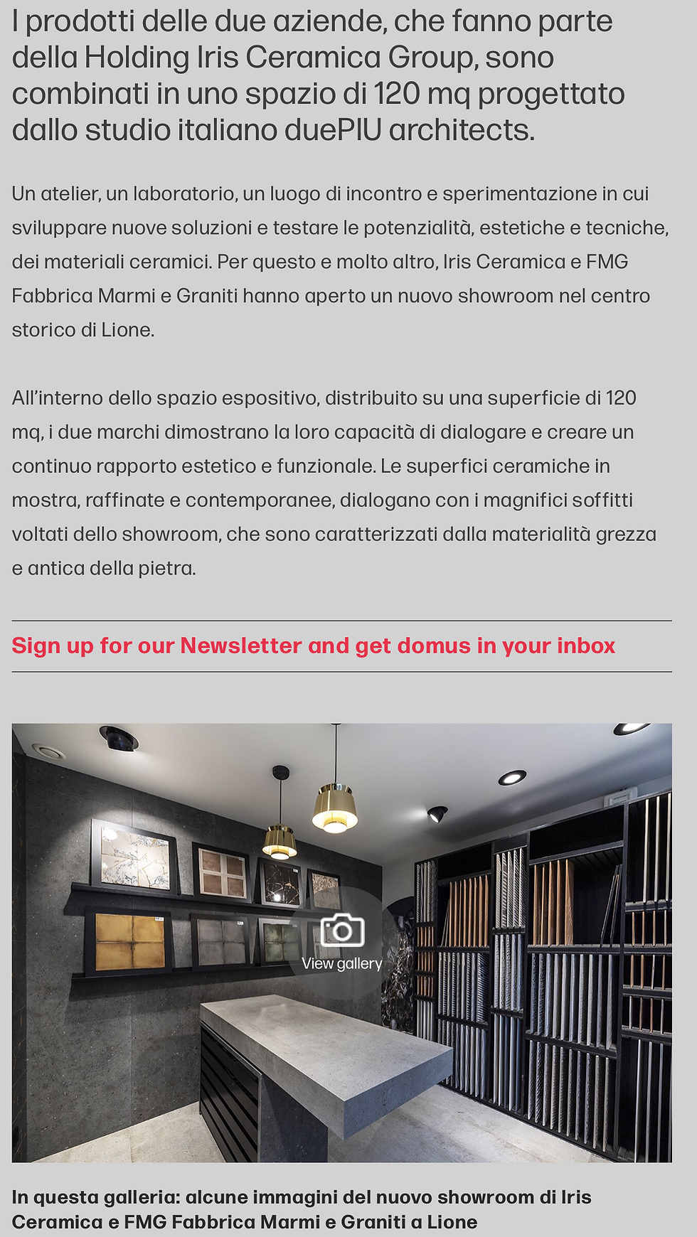 pubblicazione di Atelier Iris Ceramica disegnato da duePIU architects