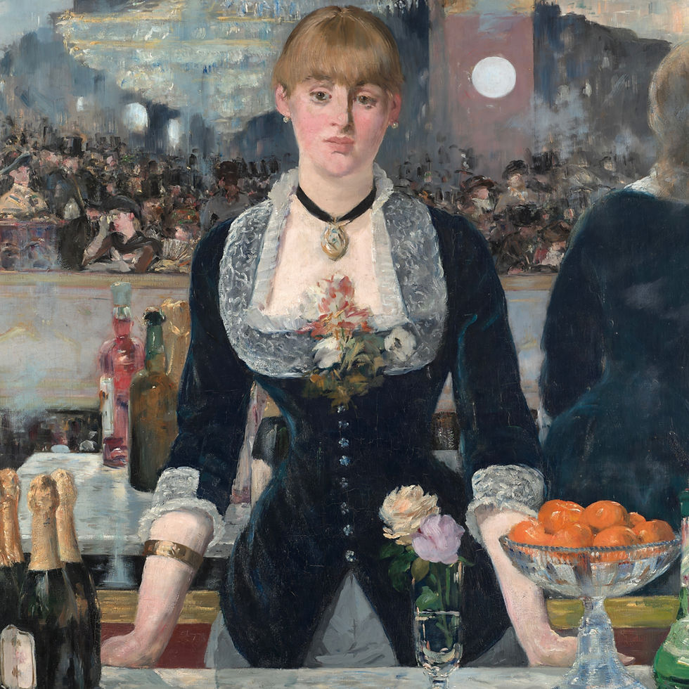 Manet's A Bar at the Folies-Bergere artwork designed to bring the masters to your kitchen backsplash decor.