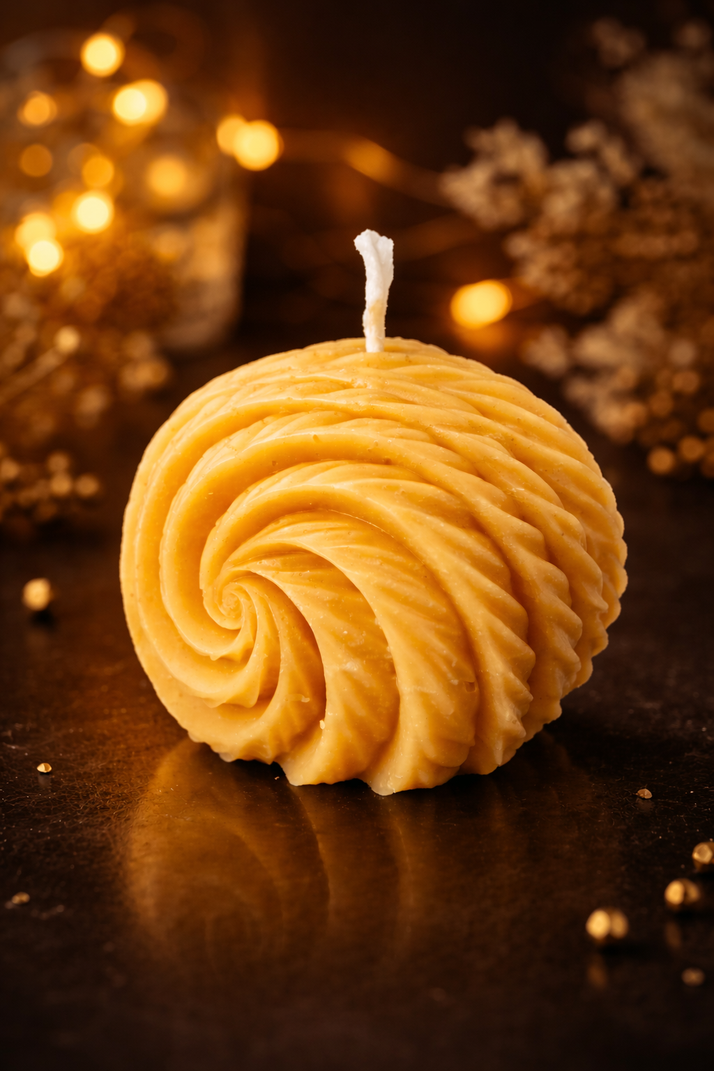 „Whirl of Light Beeswax Candle