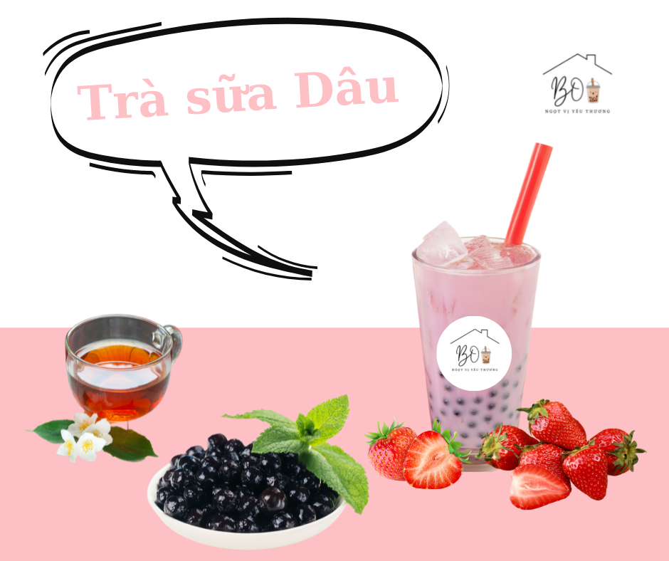 Set trà sữa dâu