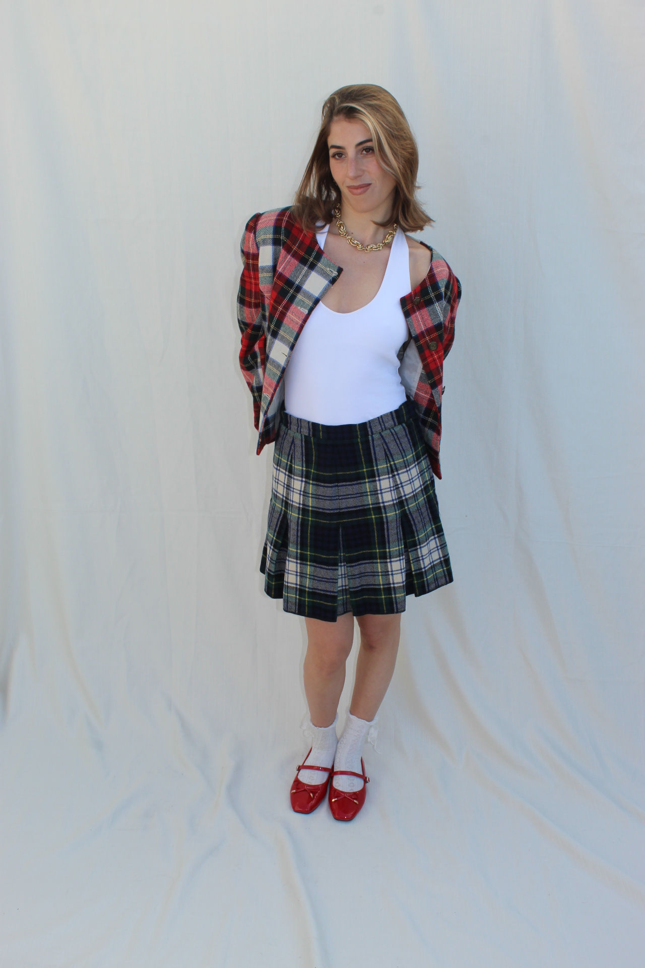 חצאית וינטג׳ סקוטית עשויה צמר 