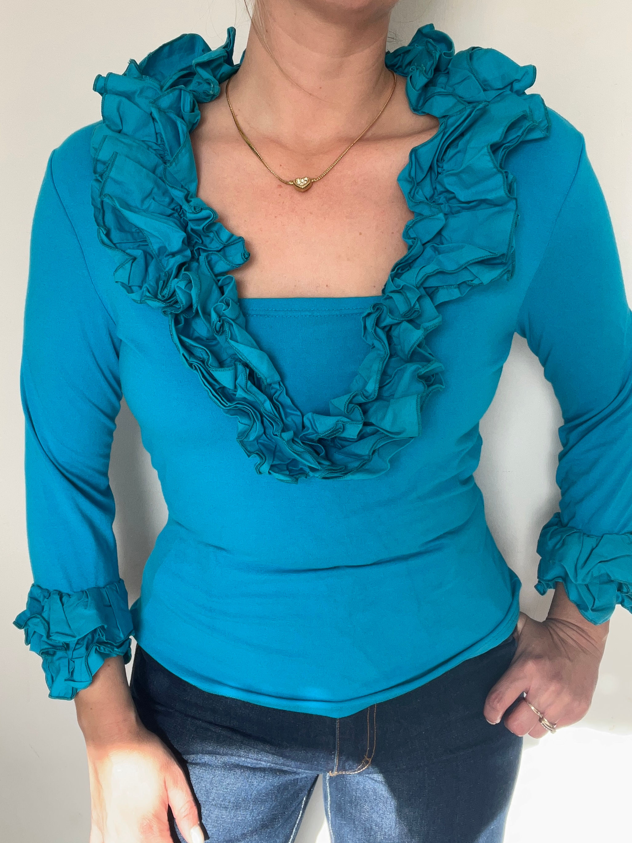Paris Blue Ruffle Top