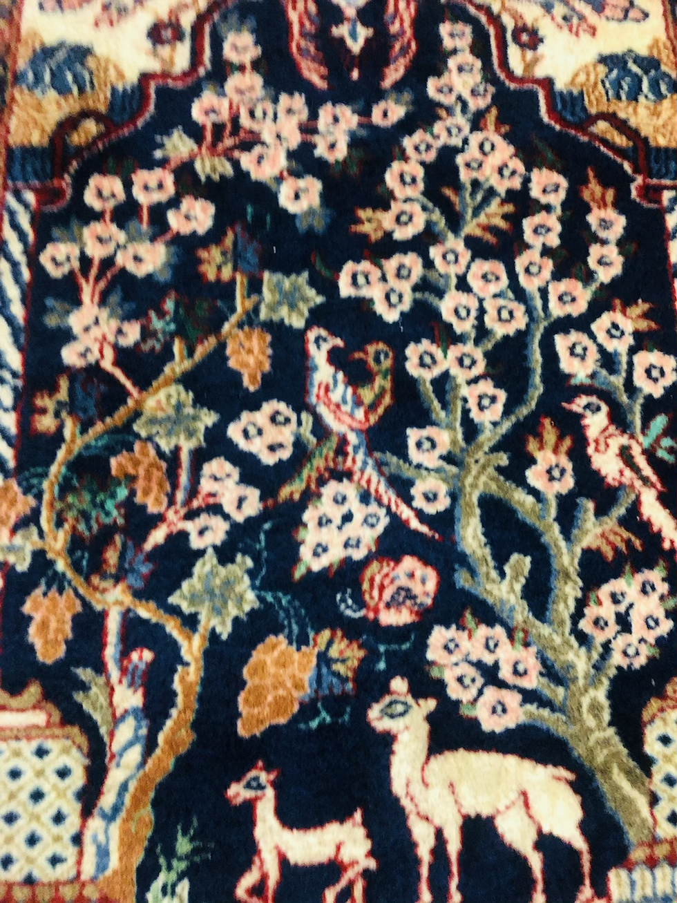 Thumbnail: Small Persian handmade tree of life wool rug