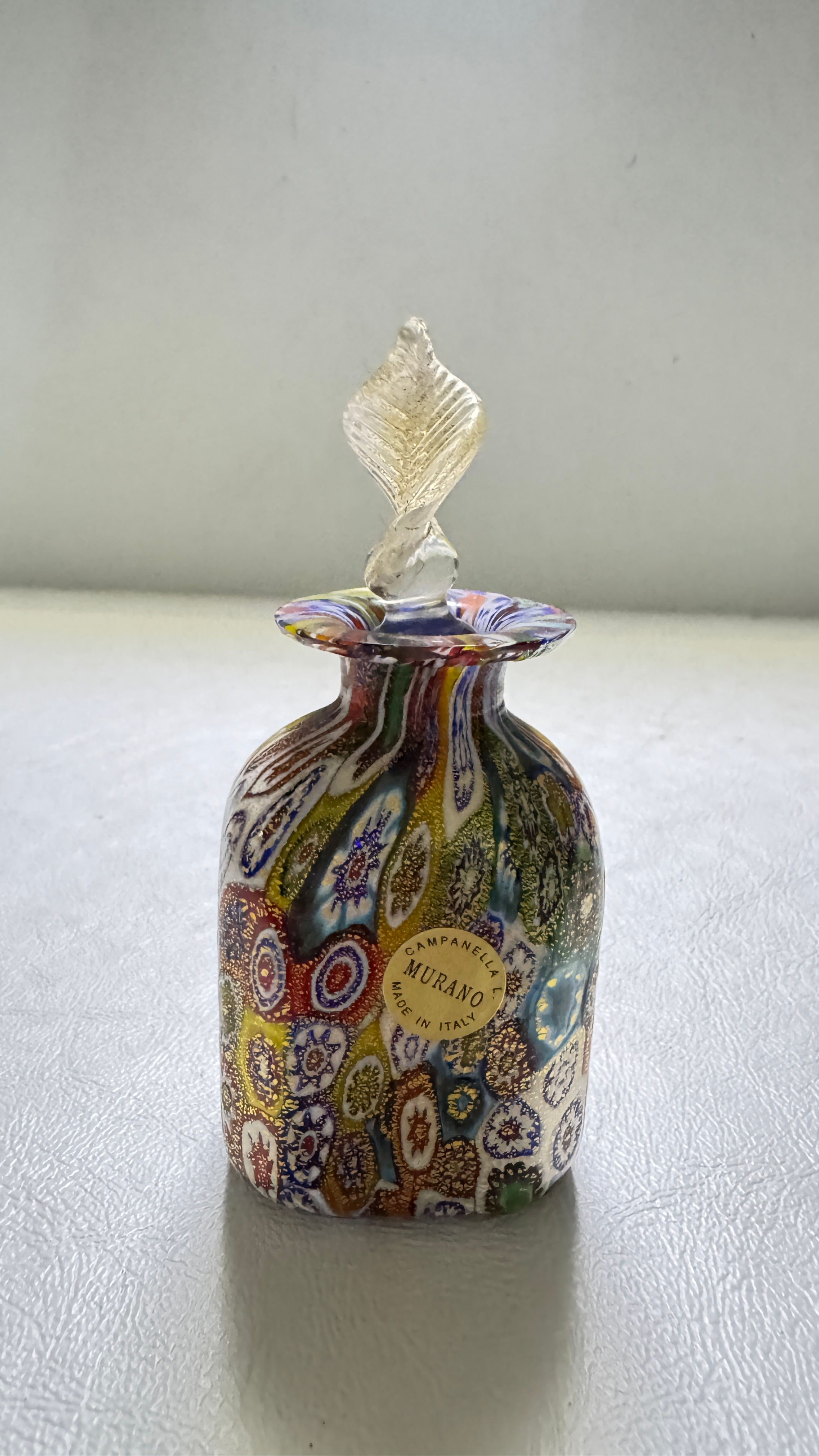 Murano Millefiori Art Glass Perfume Bottle - Vintage 1990s- Italy