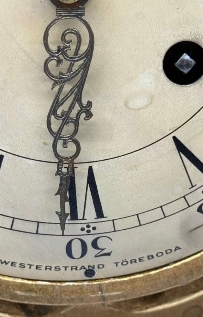 Thumbnail: Antique hand carved wooden wall clock 