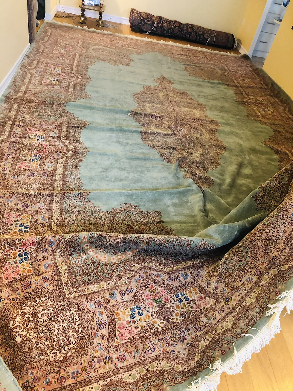 Thumbnail: Antique Persian Kerman Green Handmade Wool Rug