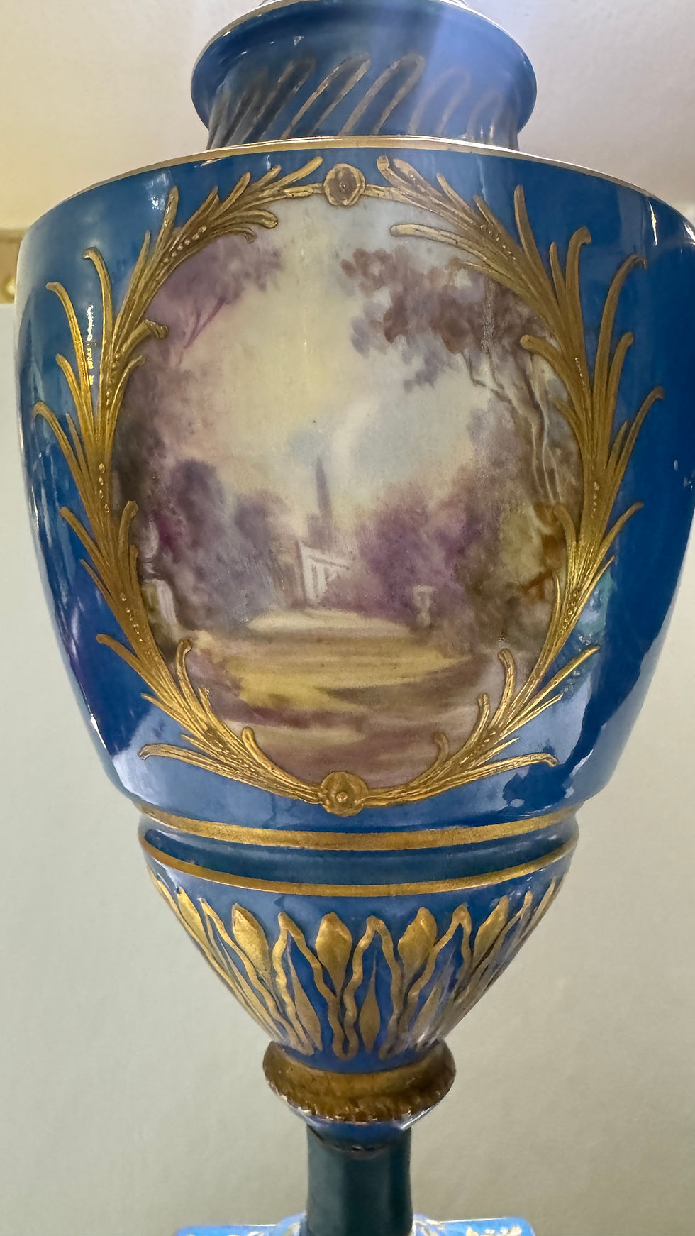 Thumbnail: Pair of antique French Sevres table lamps