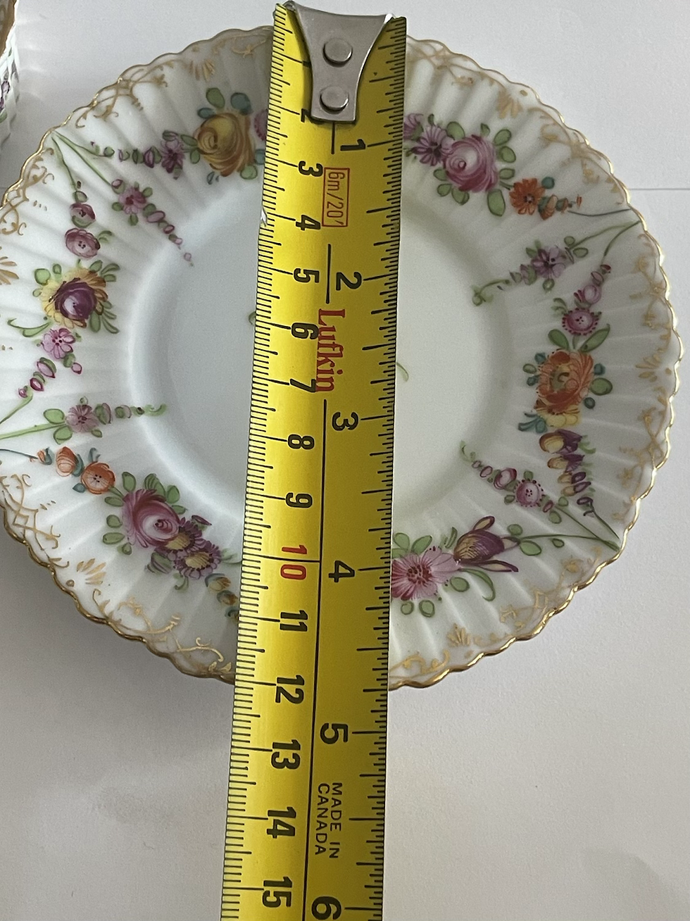 Thumbnail: Antique Dresden Germany Hand Painted Floral Ramekin & Saucer