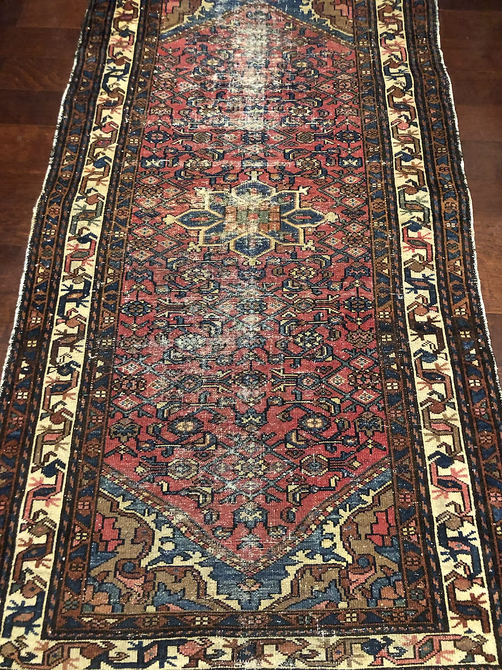 Thumbnail: Antique Distressed Handmade Malayer Wool Rug