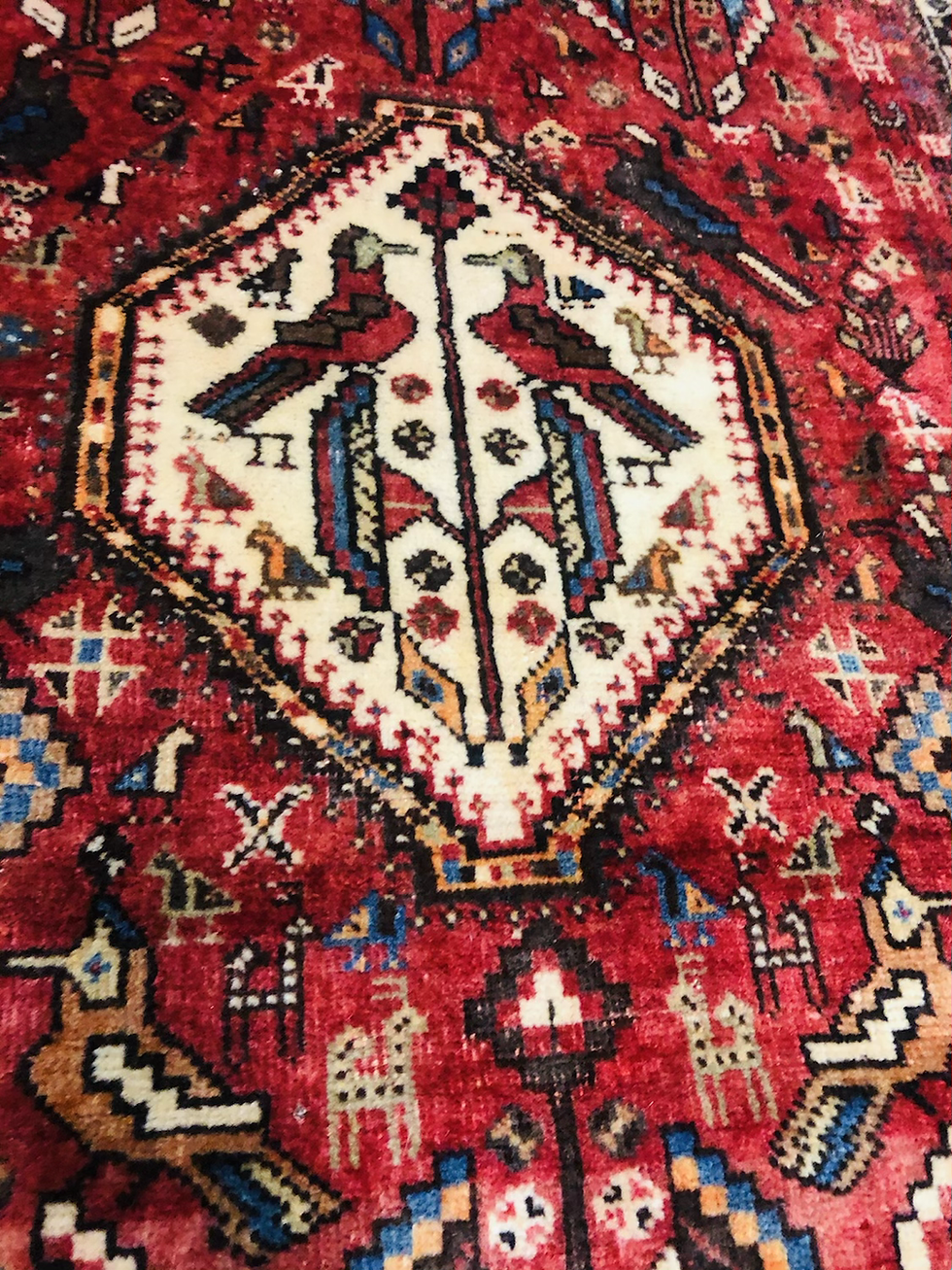 Thumbnail: Vintage Handmade Hamadan Wool Rug