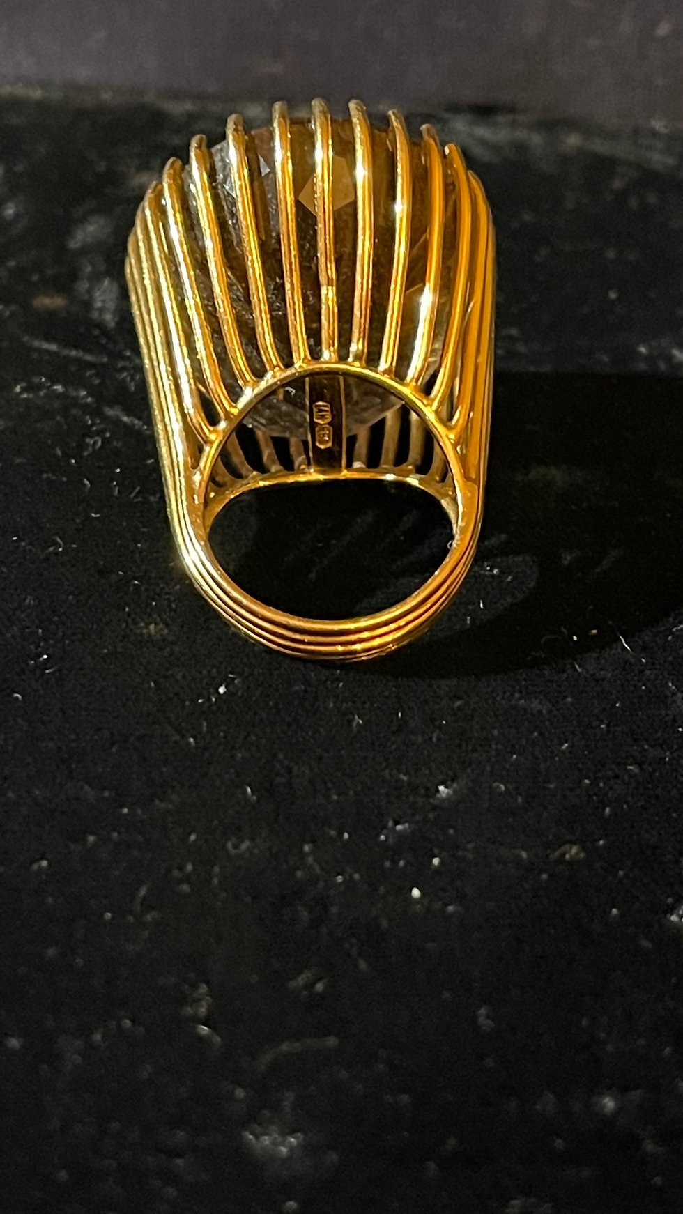 Thumbnail: 14k extra large yellow gold ring with Quartz